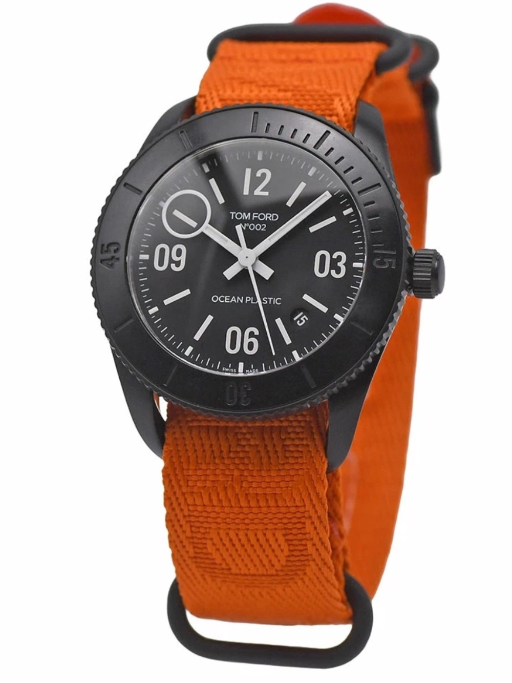 Tom Ford N.002 Ocean Plastic Sport 43mm Automatic Watch RARE ORANGE BAND.